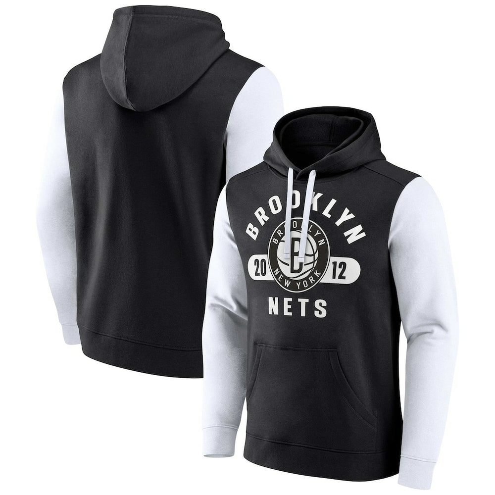 Brooklyn Nets Attack Colorblock Pullover Hoodie Black/White | Fanatics outlet