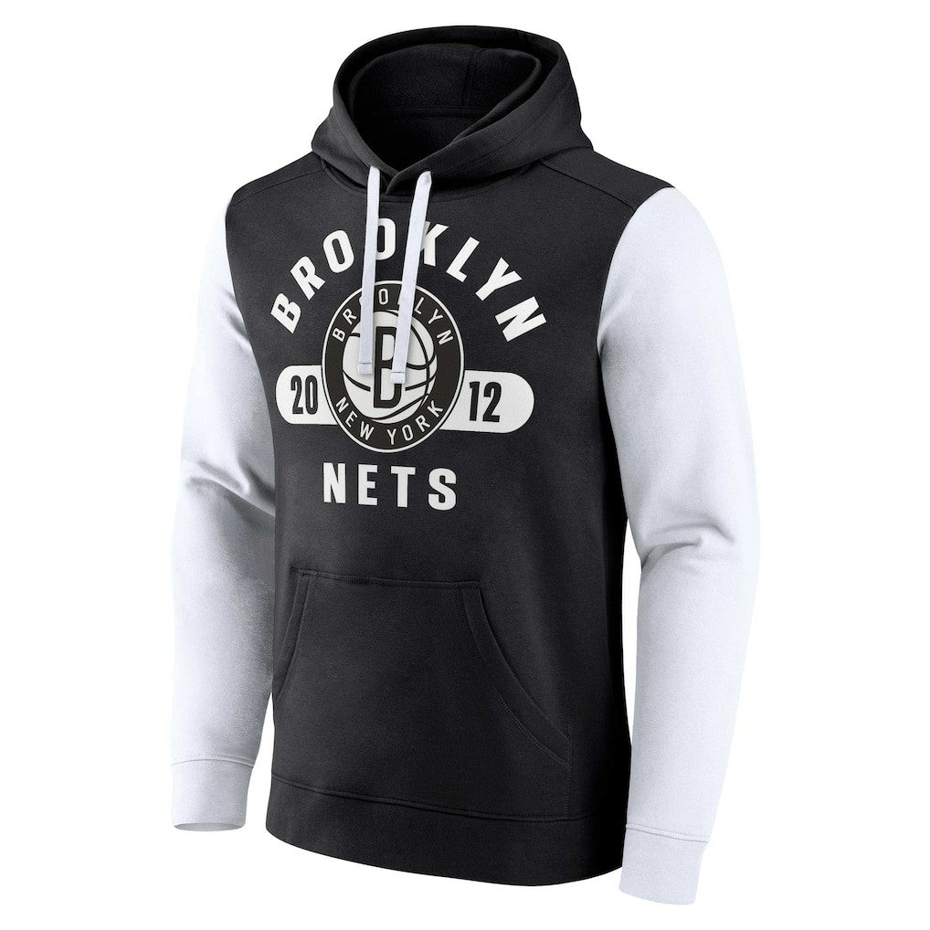 Brooklyn Nets Attack Colorblock Pullover Hoodie Black/White | Fanatics outlet