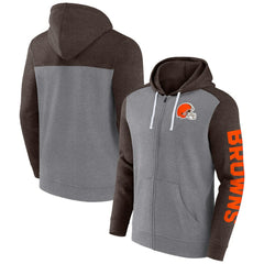 Fanatics Cleveland Browns Down and Distance Full-Zip Hoodie Heather Gray