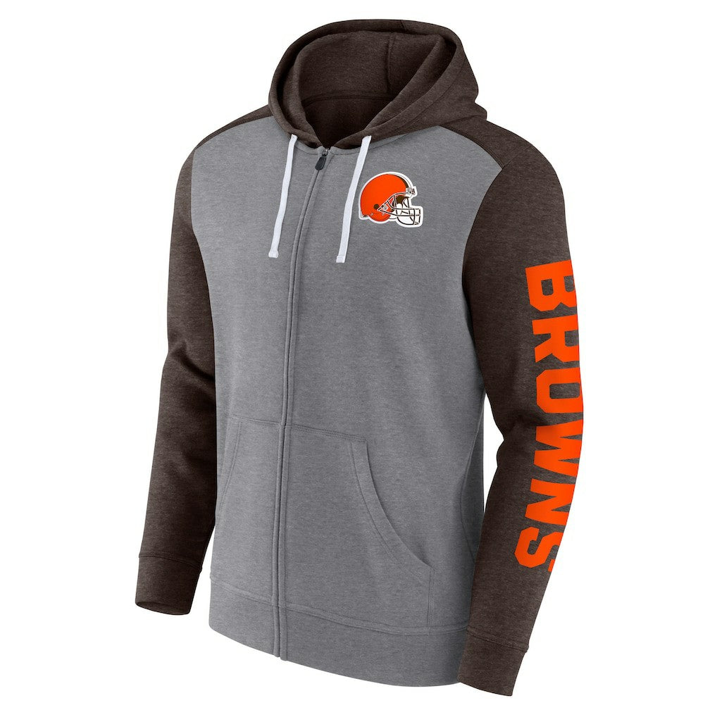 Fanatics Cleveland Browns Down and Distance Full-Zip Hoodie Heather Gray