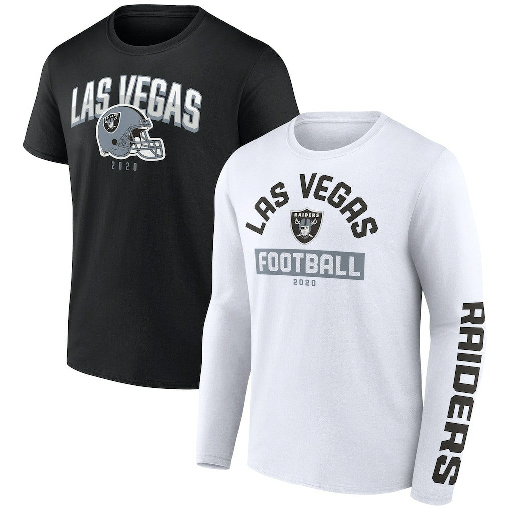 Fanatics Las Vegas Raiders Long and Short Sleeve Two-Pack T-Shirt Black/White