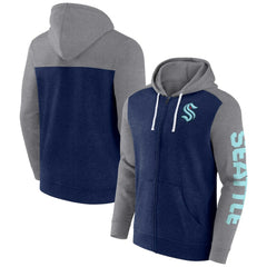 Seattle Kraken Fanatics Down and Distance Full-Zip Hoodie - Heather Deep Sea Blue - NHL 4645266