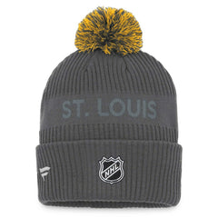 St. Louis Blues Fanatics Authentic Pro Home Ice Cuffed Knit Hat with Pom - Charcoal - NHL 4646716