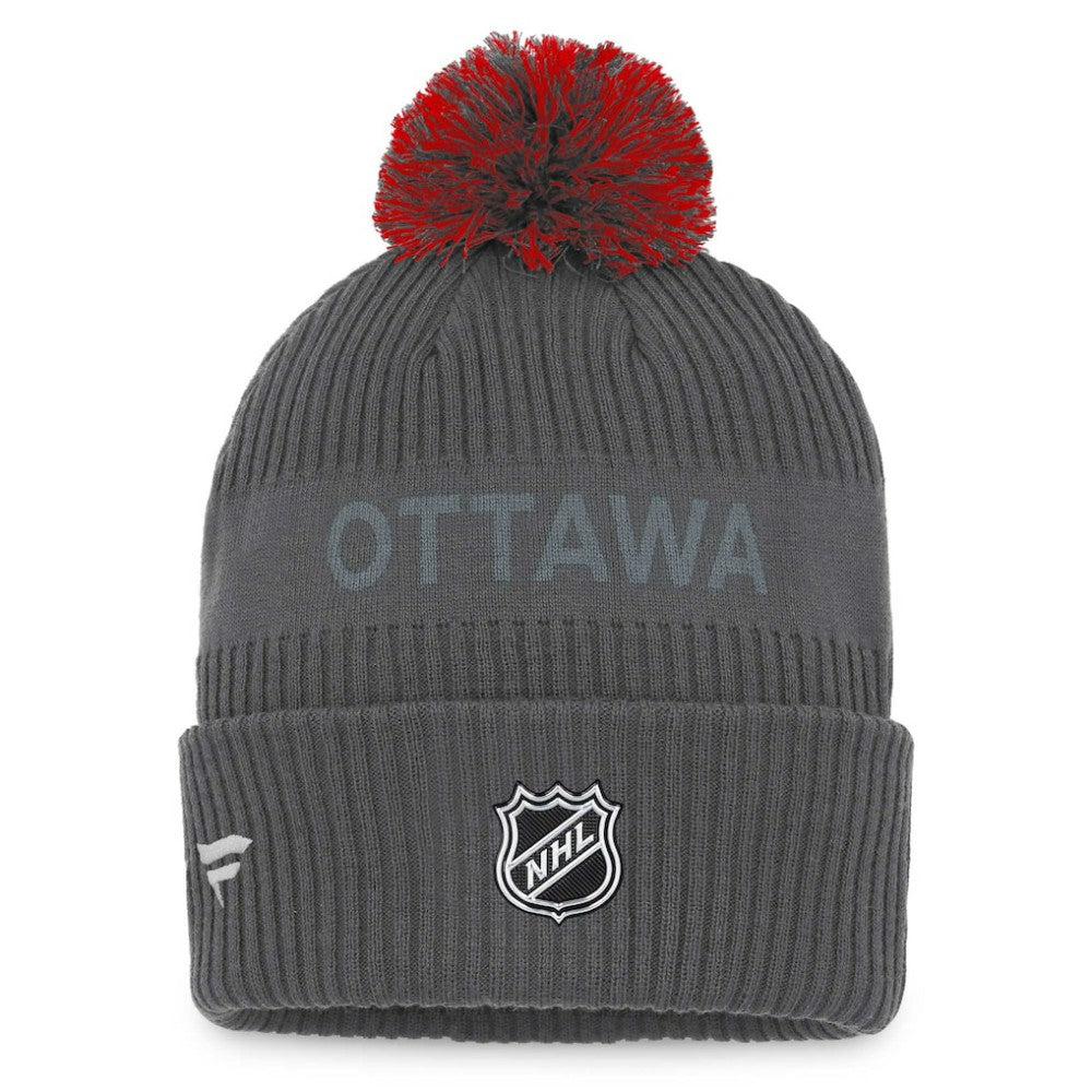 Ottawa Senators Fanatics Authentic Pro Home Ice Cuffed Knit Hat with Pom - Charcoal - NHL 4646722
