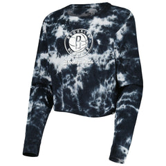 Brooklyn Nets Women's Tie Dye Cropped Long Sleeve T-Shirt Black | New Era Near Me