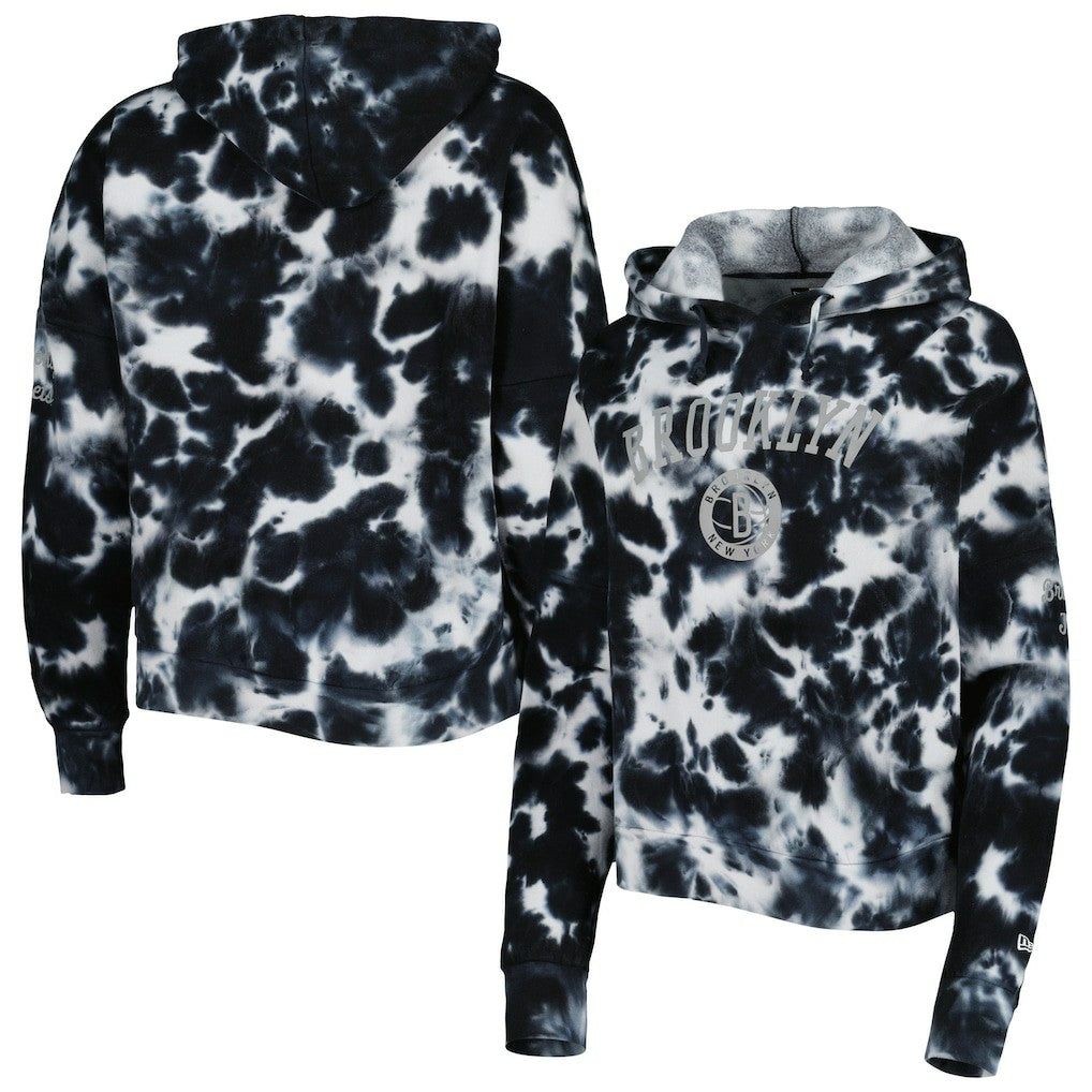 Brooklyn Nets Women's Brushed Cotton Tie-Dye Pullover Hoodie Black | New Era online