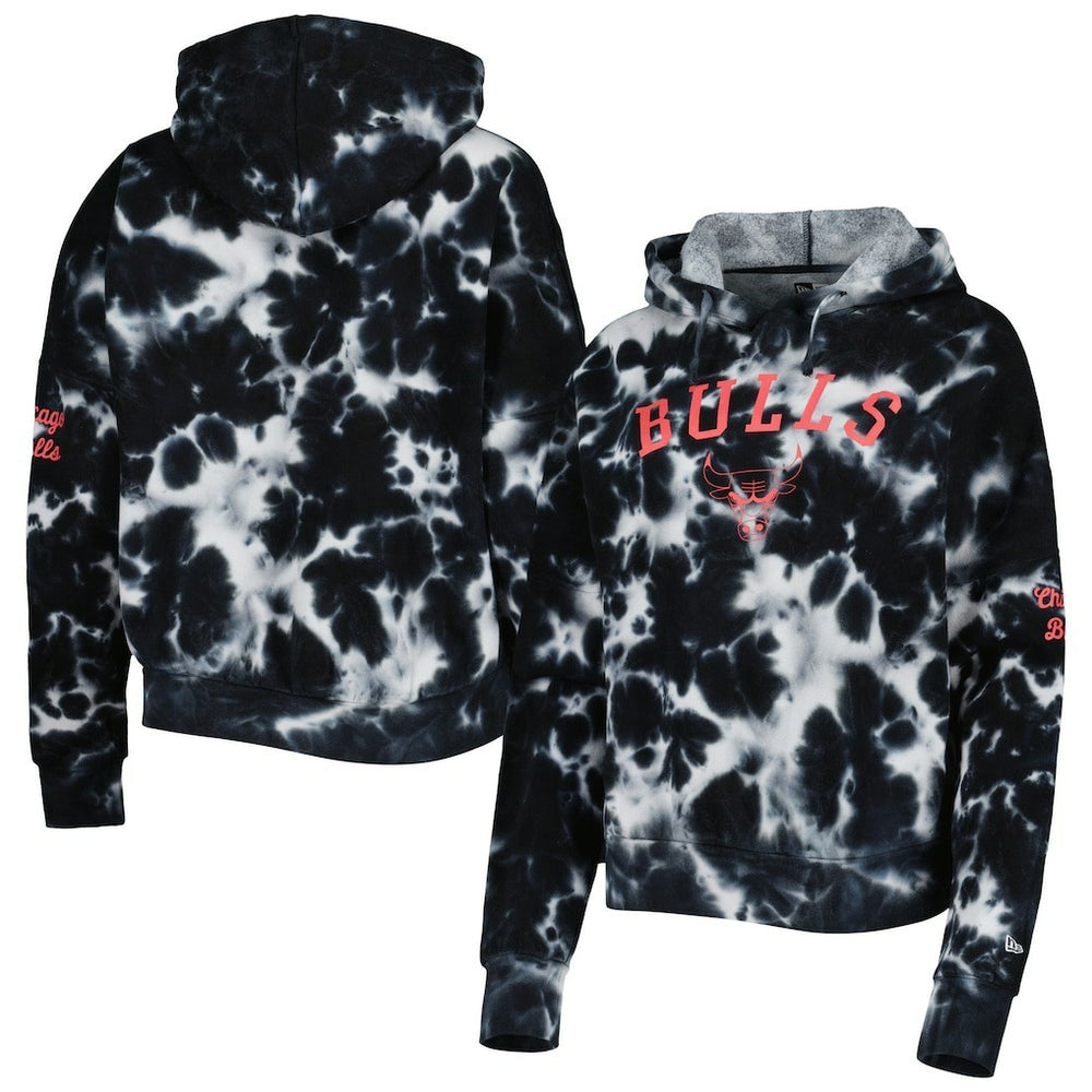 Chicago Bulls Women's Brushed Cotton Tie-Dye Pullover Hoodie for sale Black | New Era Near Me