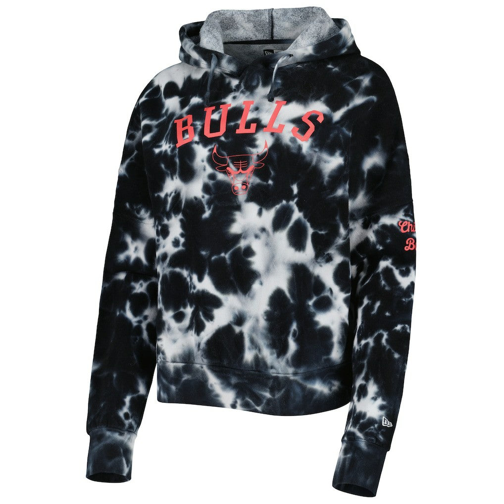 Chicago Bulls Women's Brushed Cotton Tie-Dye Pullover Hoodie for sale Black | New Era Near Me