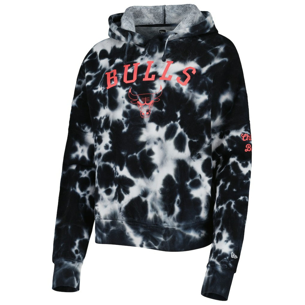 Chicago Bulls Women's Brushed Cotton Tie-Dye Pullover Hoodie for sale Black | New Era Near Me