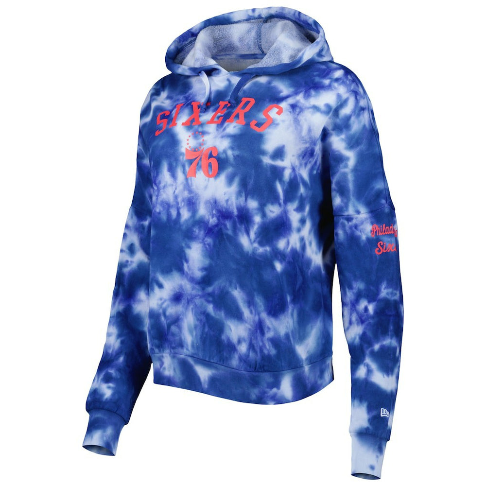 Philadelphia 76ers Women's Brushed Cotton Tie-Dye Pullover Hoodie Royal | New Era discount