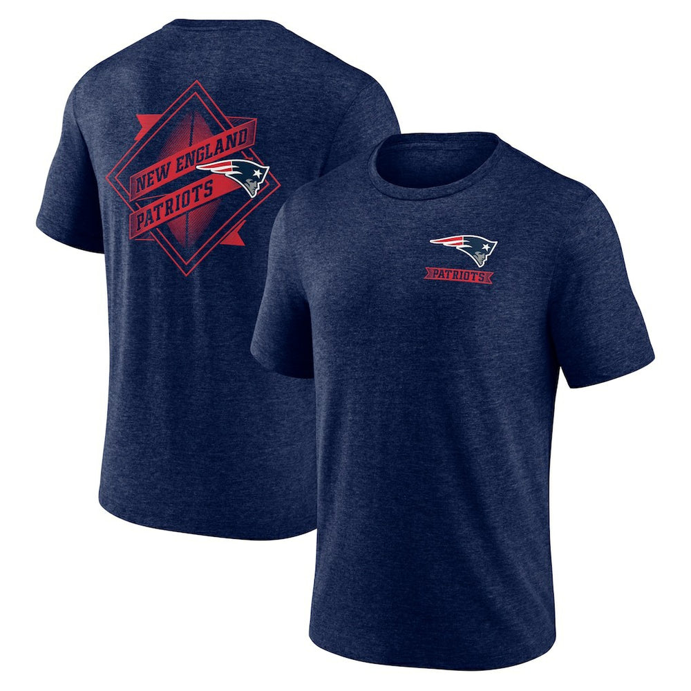 New England Patriots Diamond Scroll Tri-Blend T-Shirt Navy