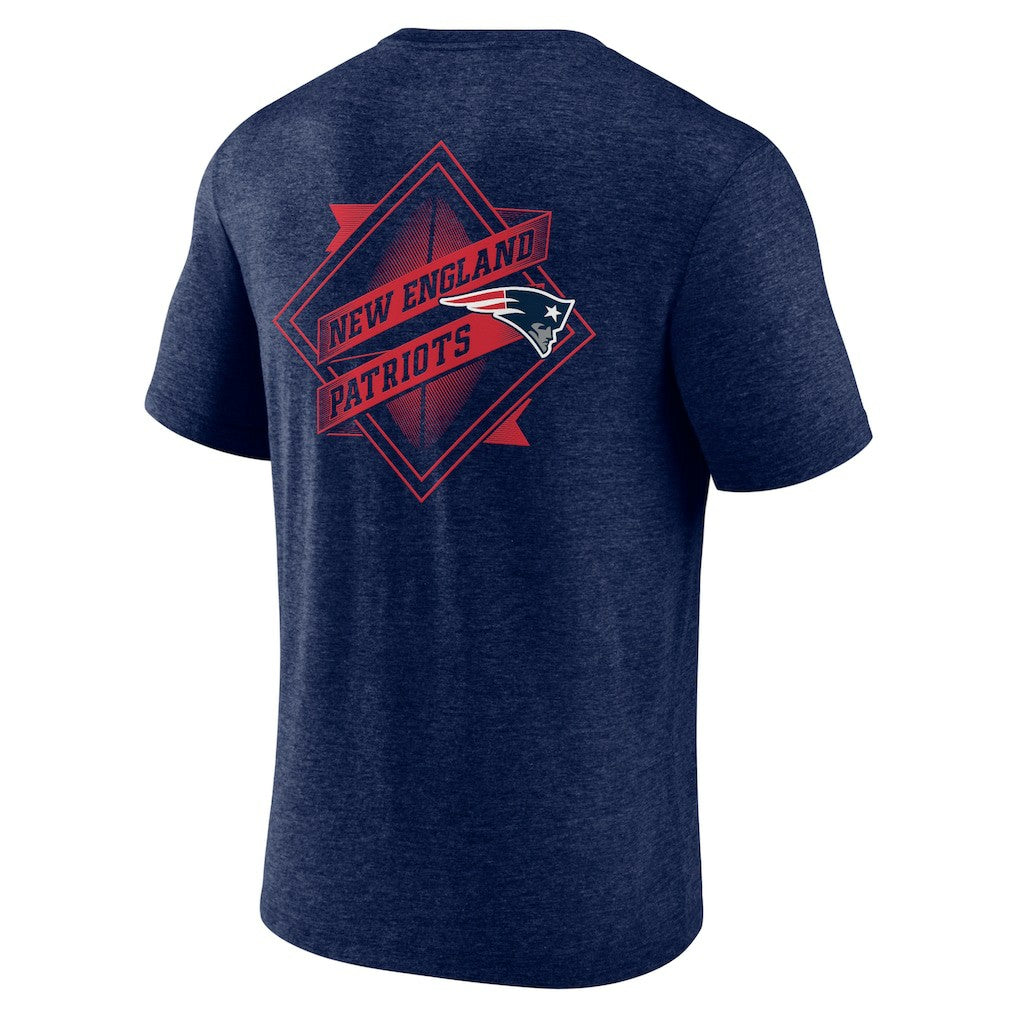 New England Patriots Diamond Scroll Tri-Blend T-Shirt Navy