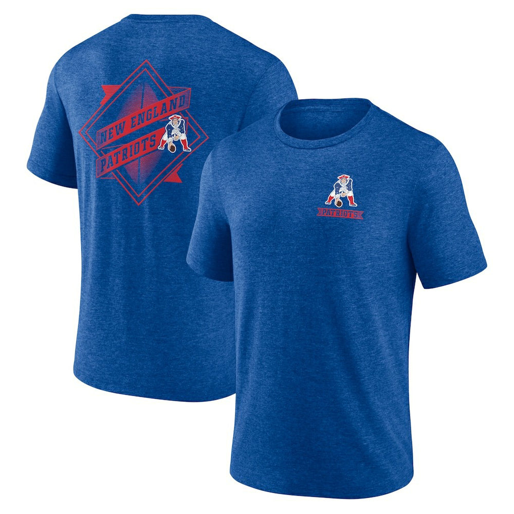 New England Patriots Diamond Scroll Tri-Blend T-Shirt Royal