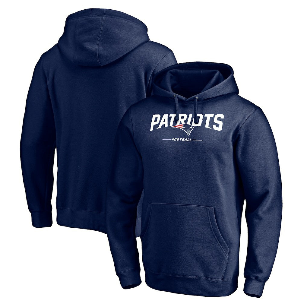 New England Patriots Logo Team Lockup Fitted Pullover Hoodie Navy