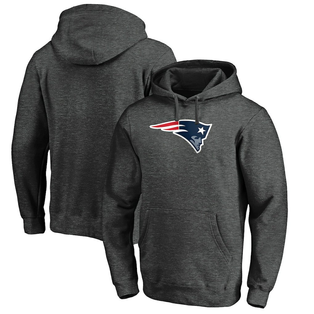 New England Patriots Primary Logo Fitted Pullover Hoodie Charcoal