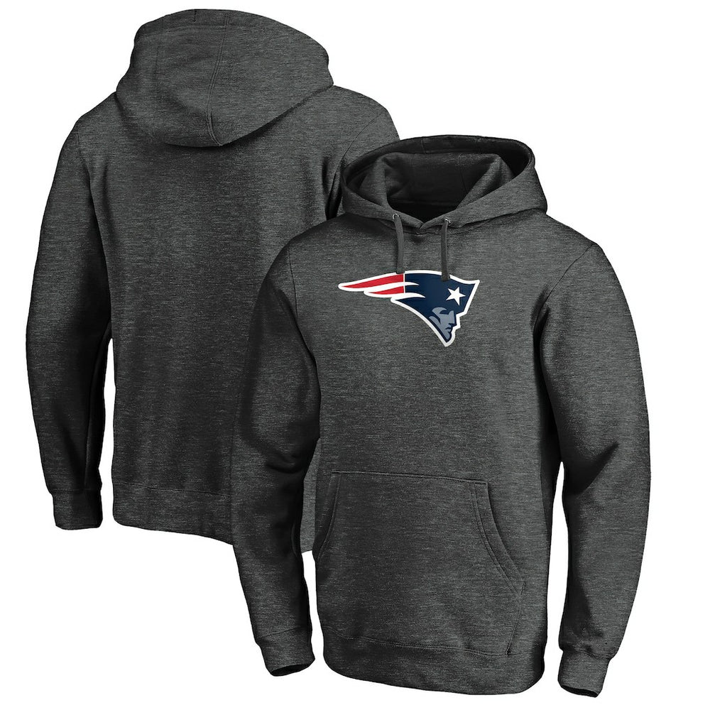 New England Patriots Primary Logo Fitted Pullover Hoodie Charcoal