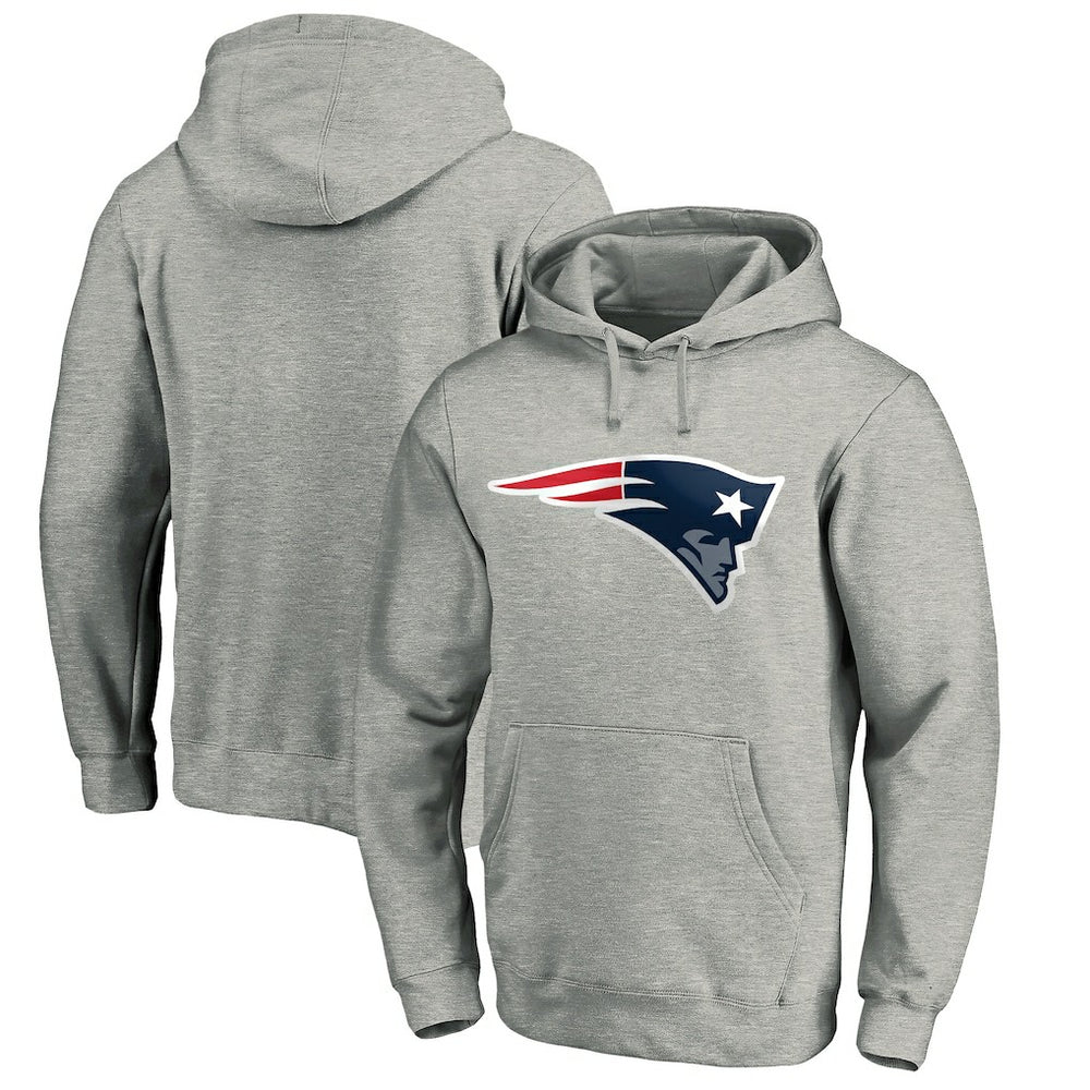 New England Patriots Primary Logo Fitted Pullover Hoodie Heather Gray