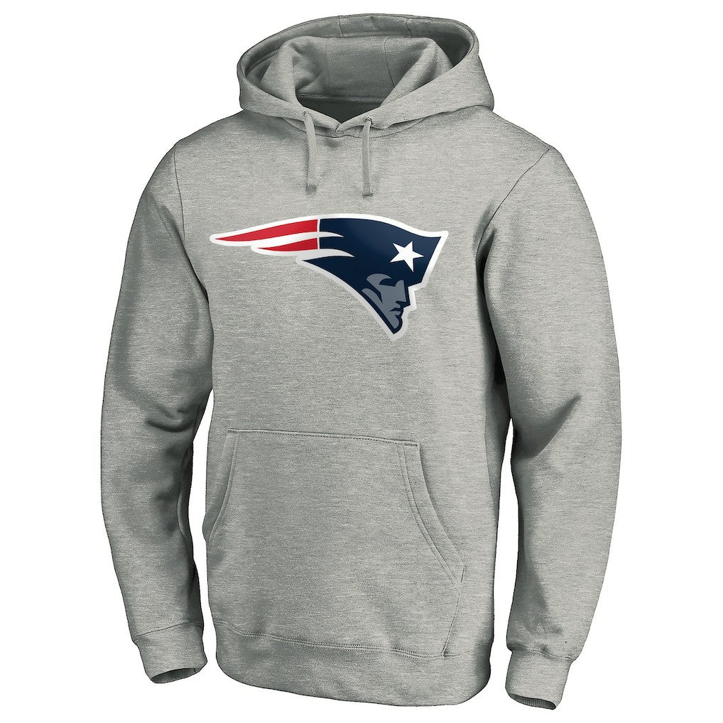 New England Patriots Primary Logo Fitted Pullover Hoodie Heather Gray
