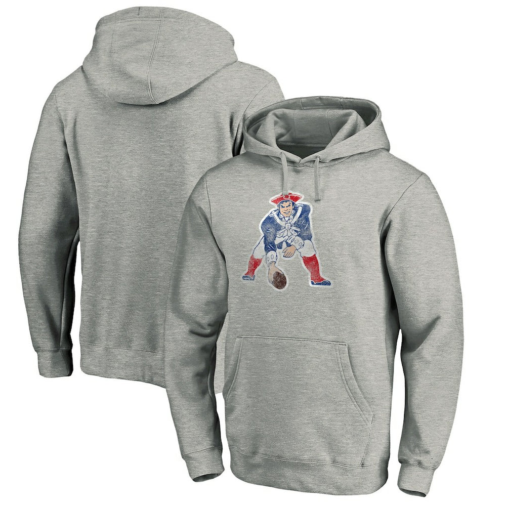 New England Patriots Throwback Logo Pullover Hoodie Heathered Gray