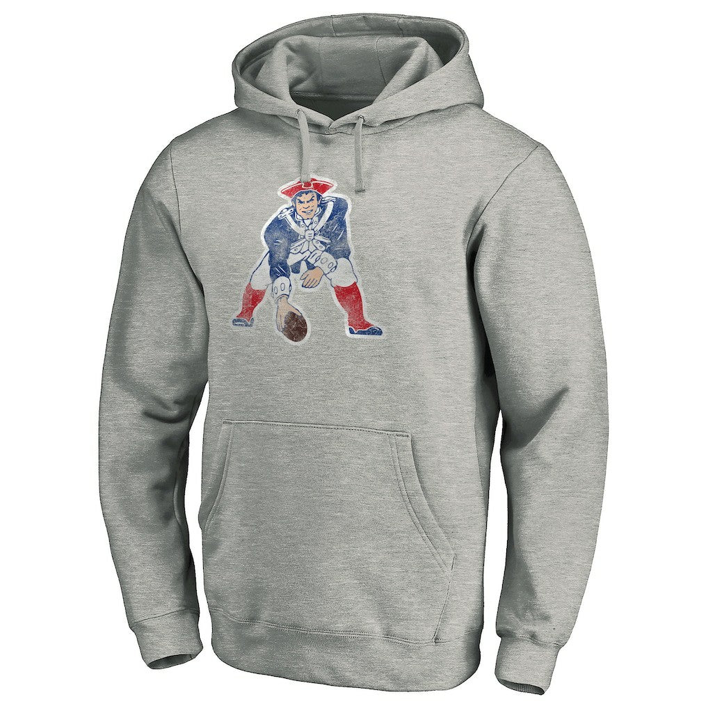 New England Patriots Throwback Logo Pullover Hoodie Heathered Gray