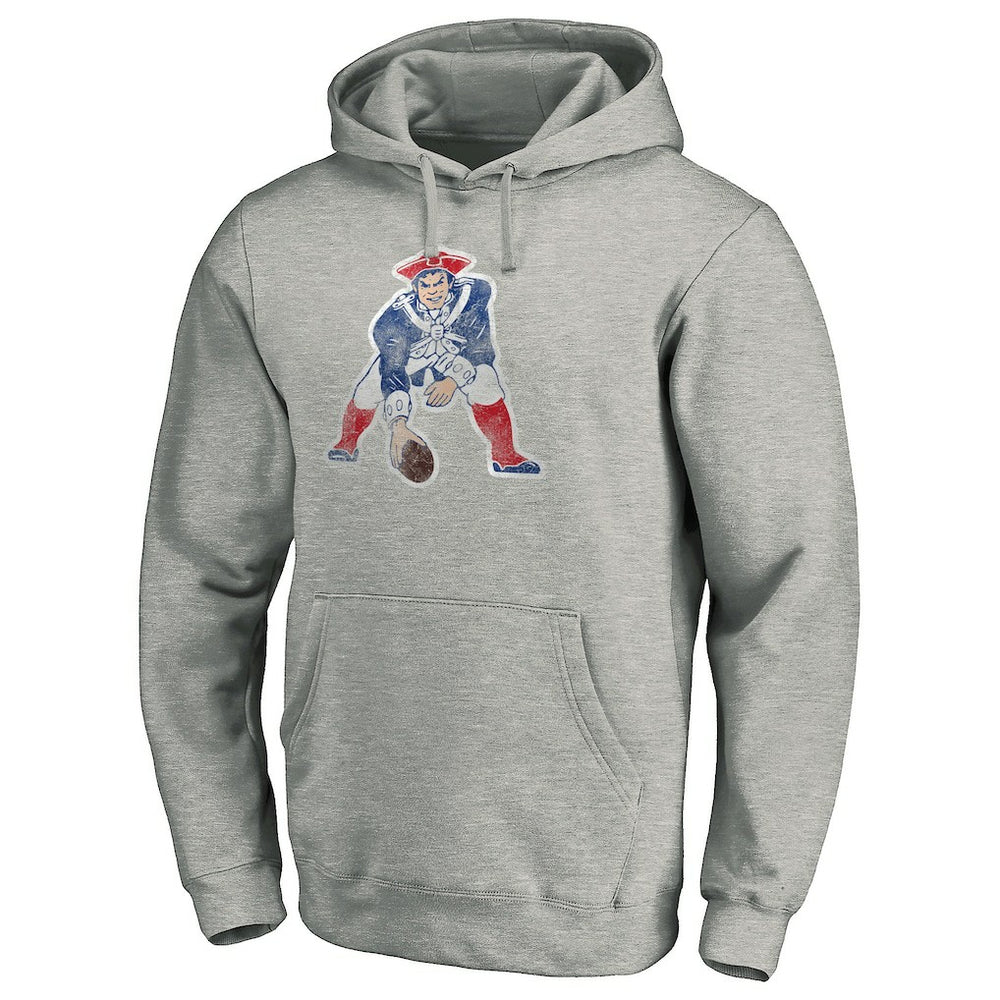 New England Patriots Throwback Logo Pullover Hoodie Heathered Gray