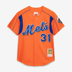 Mike Piazza New York Mets Mitchell & Ness Cooperstown Collection Mesh Batting Practice Button-Up Jersey - Orange - Mitchell & Ness Online