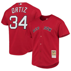 David Ortiz Boston Red Sox Mitchell & Ness Cooperstown Collection Mesh Batting Practice Button-Up Jersey - Red - Mitchell & Ness on Sale