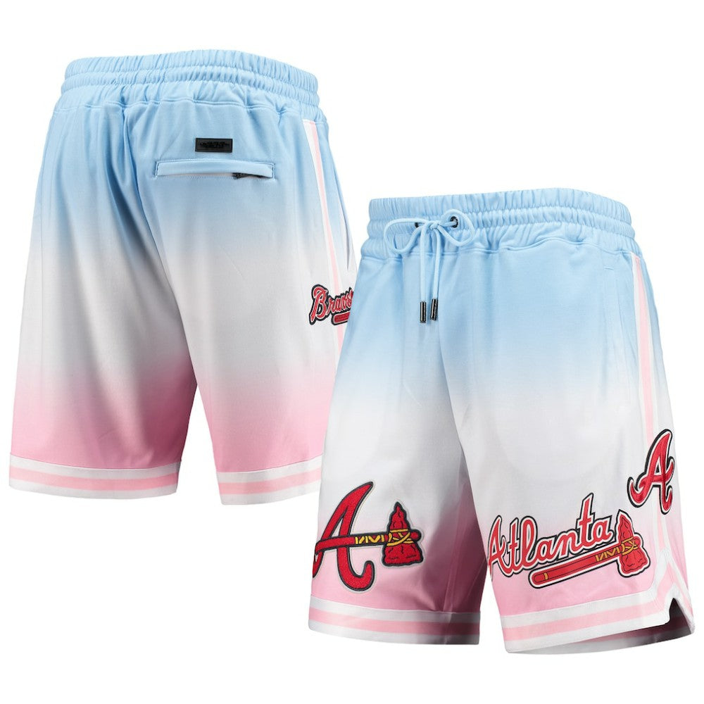 Atlanta Braves Pro Standard Team Logo Pro Ombre Shorts - Blue/Pink - MLB Sale