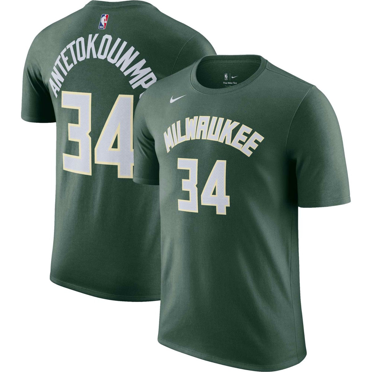 Giannis Antetokounmpo Milwaukee Bucks Icon 2022/23 Name & Number T-Shirt Hunter Green | Nike outlet
