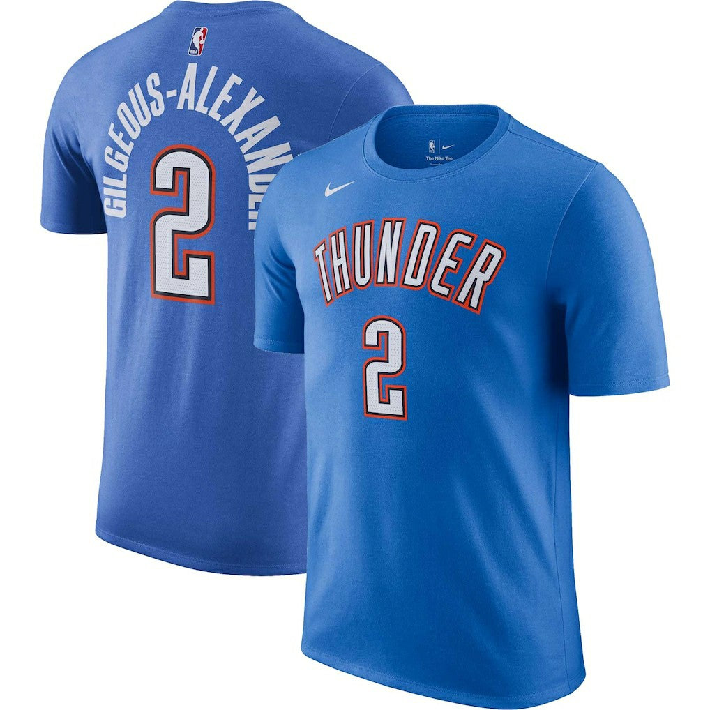 Shai Gilgeous-Alexander Oklahoma City Thunder Icon 2022/23 Name & Number T-Shirt Blue | Nike US