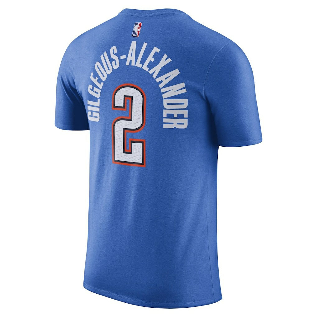Shai Gilgeous-Alexander Oklahoma City Thunder Icon 2022/23 Name & Number T-Shirt Blue | Nike US