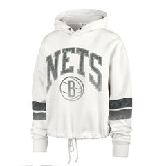 Brooklyn Nets '47 Women's Emerson Stripe Cropped Pullover Hoodie Cream | 47 brand discount
