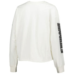 Brooklyn Nets '47 Women's Parkway Brush Back Long Sleeve Cropped T-Shirt Cream | 47 brand outlet