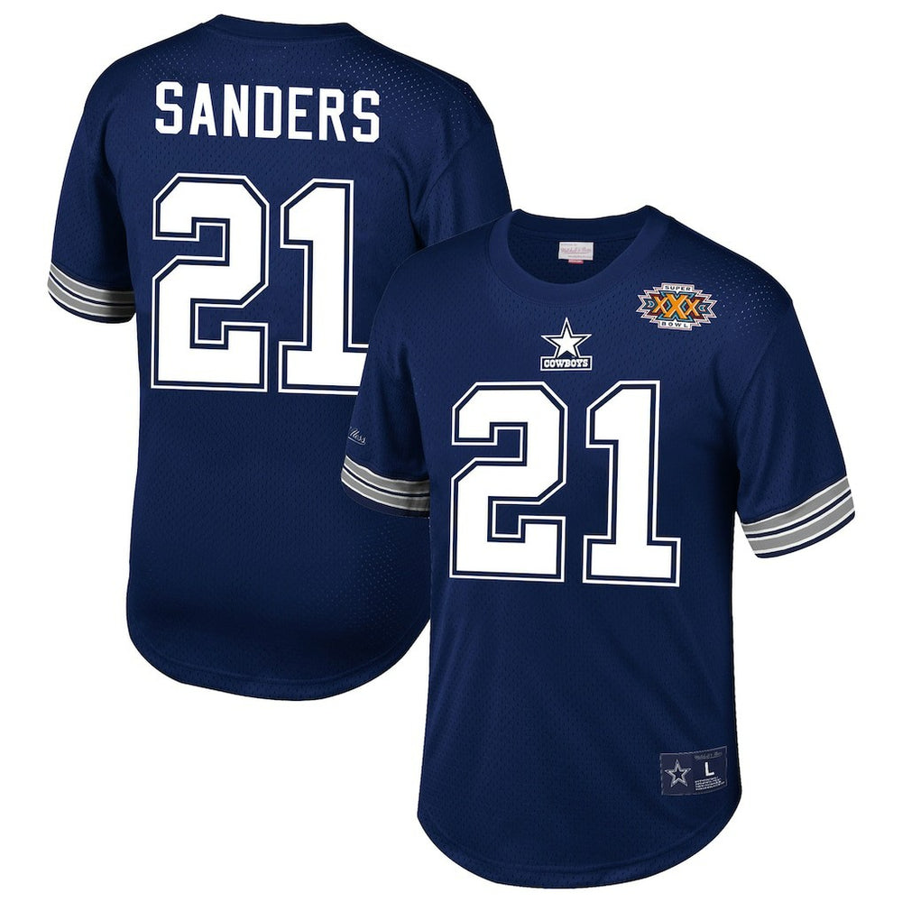 Mitchell & Ness Deion Sanders Dallas Cowboys Retired Player Name & Number Mesh Top Navy
