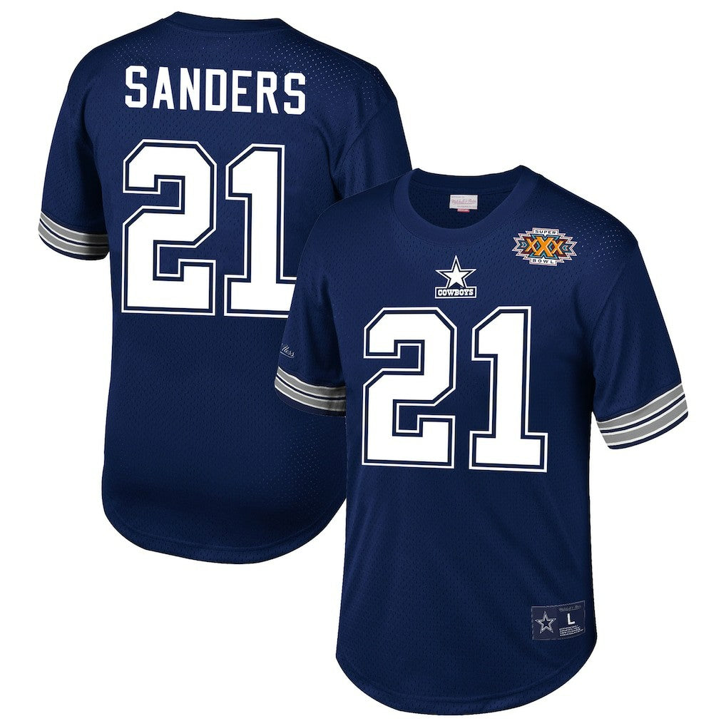 Mitchell & Ness Deion Sanders Dallas Cowboys Retired Player Name & Number Mesh Top Navy