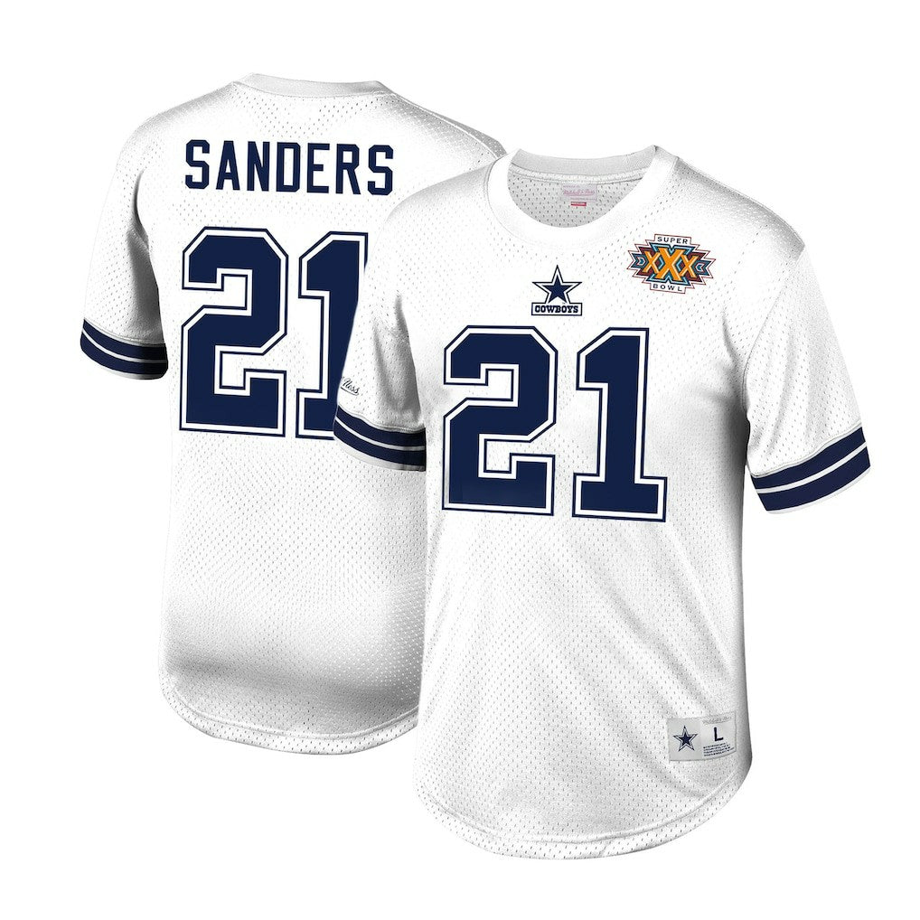 Mitchell & Ness Deion Sanders Dallas Cowboys Retired Player Name & Number Mesh Top White
