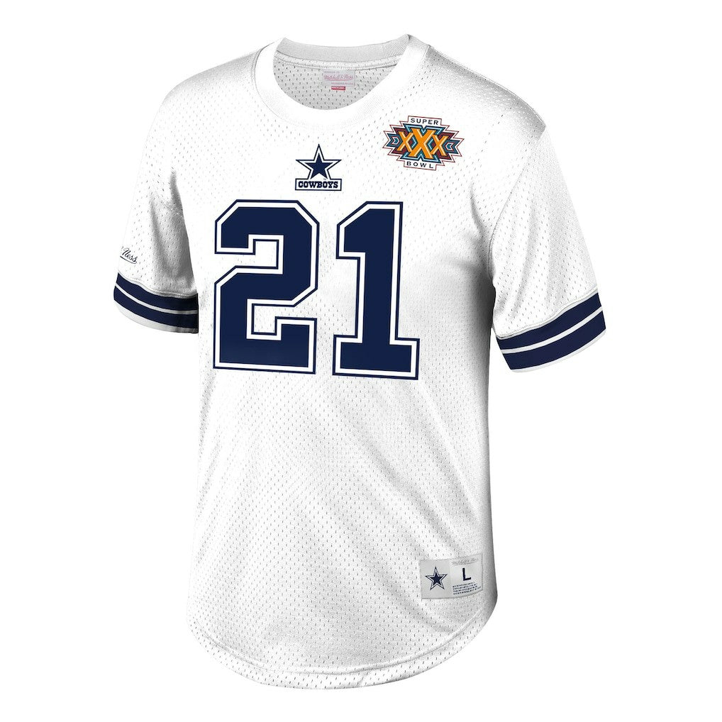 Mitchell & Ness Deion Sanders Dallas Cowboys Retired Player Name & Number Mesh Top White