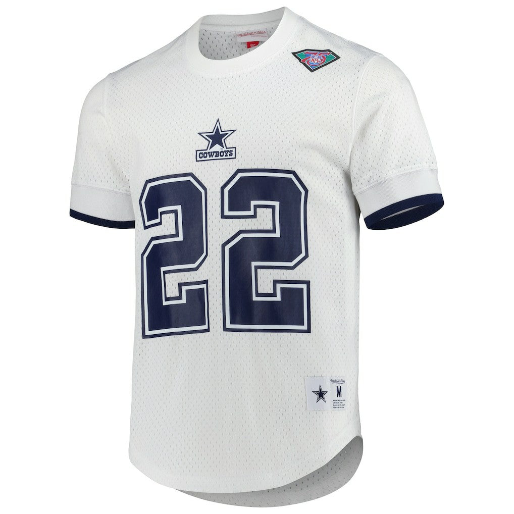 Mitchell & Ness Emmitt Smith Dallas Cowboys Retired Player Name & Number Mesh Top White