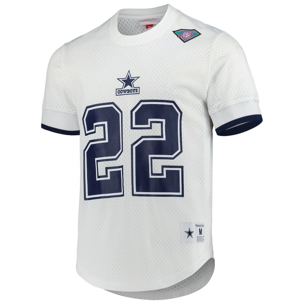 Mitchell & Ness Emmitt Smith Dallas Cowboys Retired Player Name & Number Mesh Top White