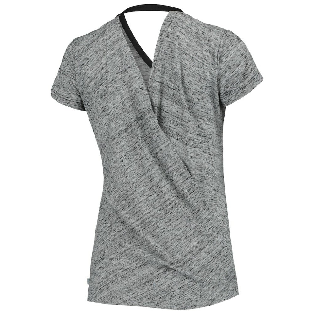 Colorado Rockies Touch Women's Hail Mary Back Wrap Space-Dye V-Neck T-Shirt - Black - MLB Discount