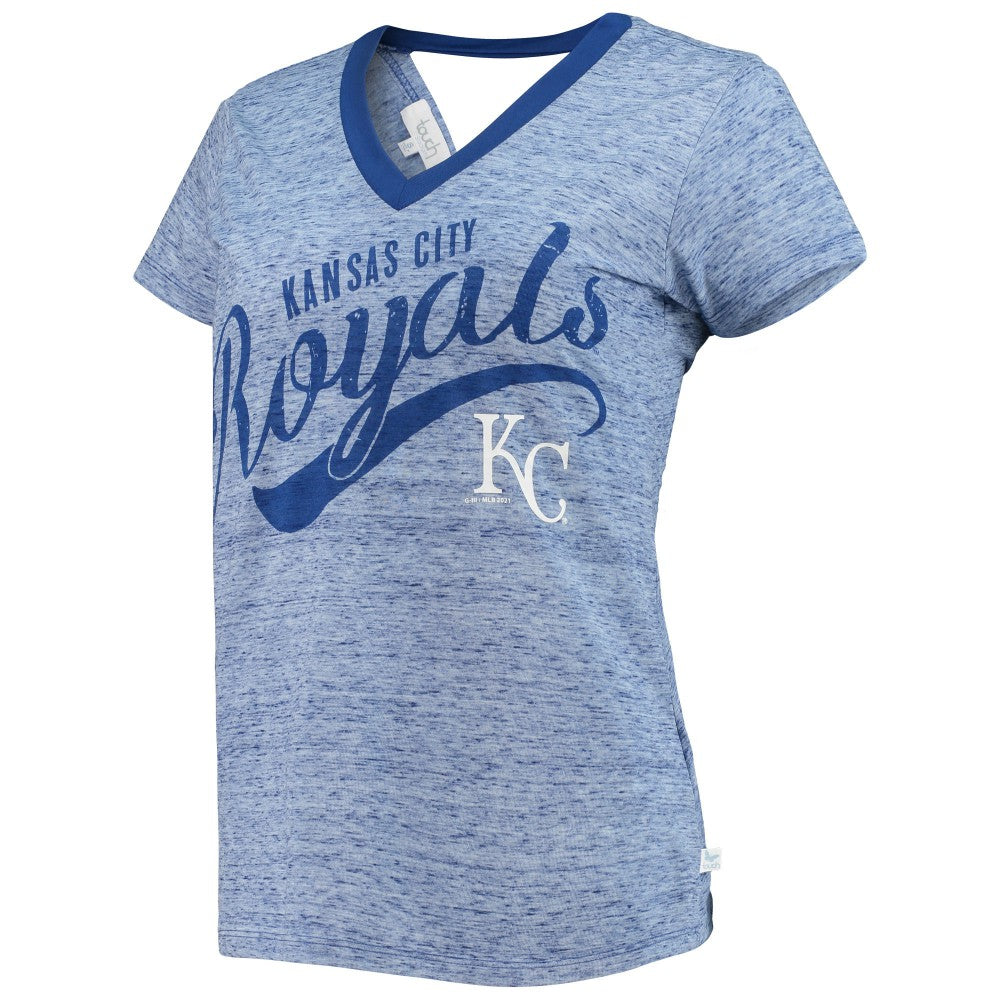 Kansas City Royals Touch Women's Hail Mary Back Wrap Space-Dye V-Neck T-Shirt - Royal - MLB on Sale