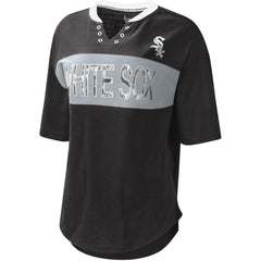 Chicago White Sox Touch Women's Lead Off Notch Neck T-Shirt - Black/Silver - MLB Lifestyle
