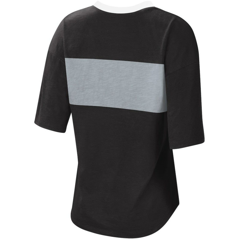Chicago White Sox Touch Women's Lead Off Notch Neck T-Shirt - Black/Silver - MLB Lifestyle