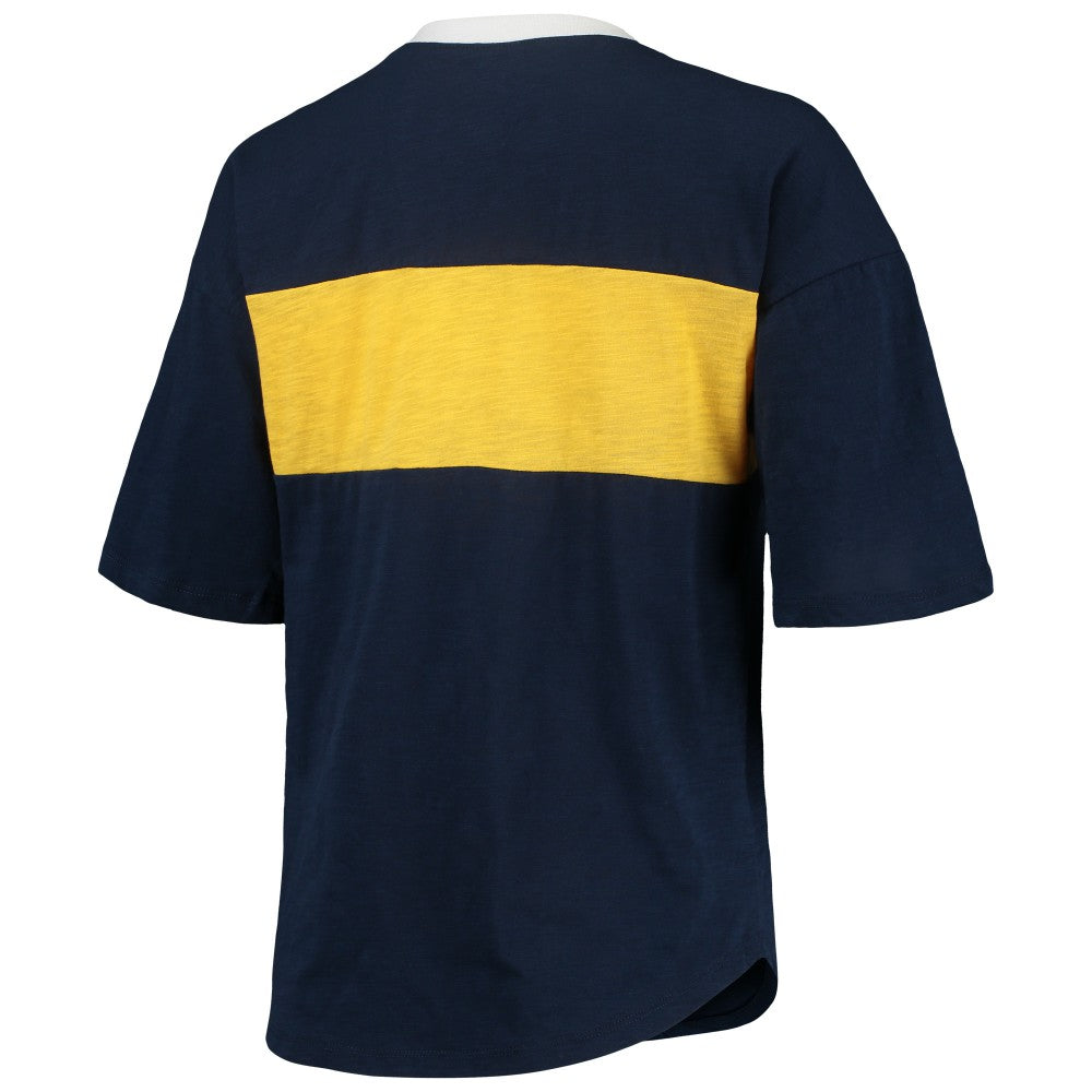 Milwaukee Brewers Touch Women's Lead Off Notch Neck T-Shirt - Navy/Gold - MLB Lifestyle