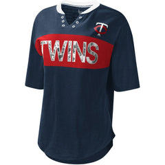 Minnesota Twins Touch Women's Lead Off Notch Neck T-Shirt - Navy/Red - MLB Online
