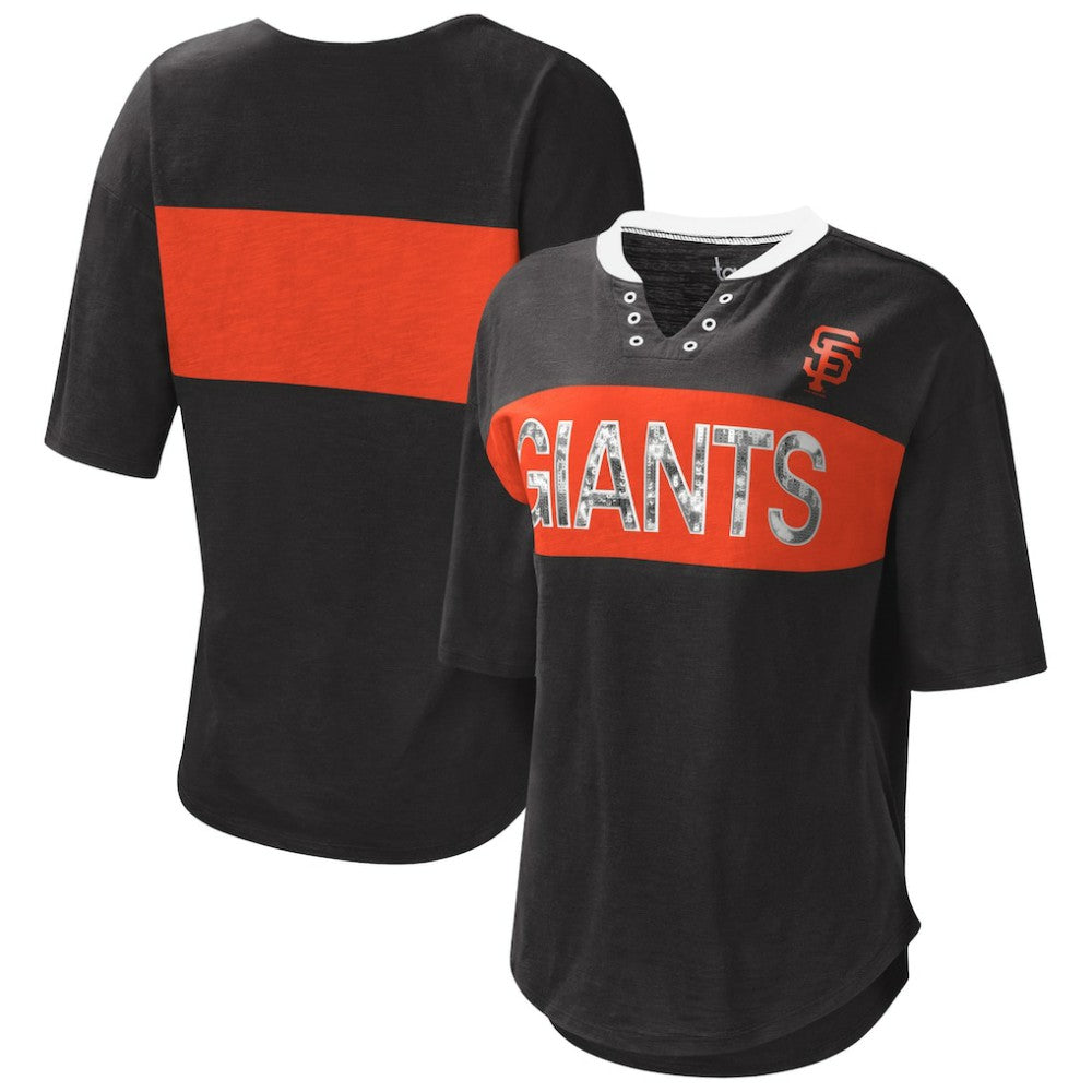 San Francisco Giants Touch Women's Lead Off Notch Neck T-Shirt - Black/Orange - MLB on Sale