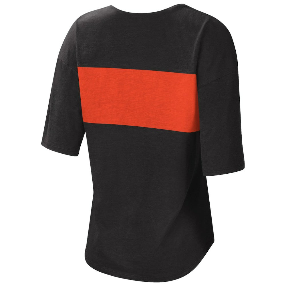 San Francisco Giants Touch Women's Lead Off Notch Neck T-Shirt - Black/Orange - MLB on Sale