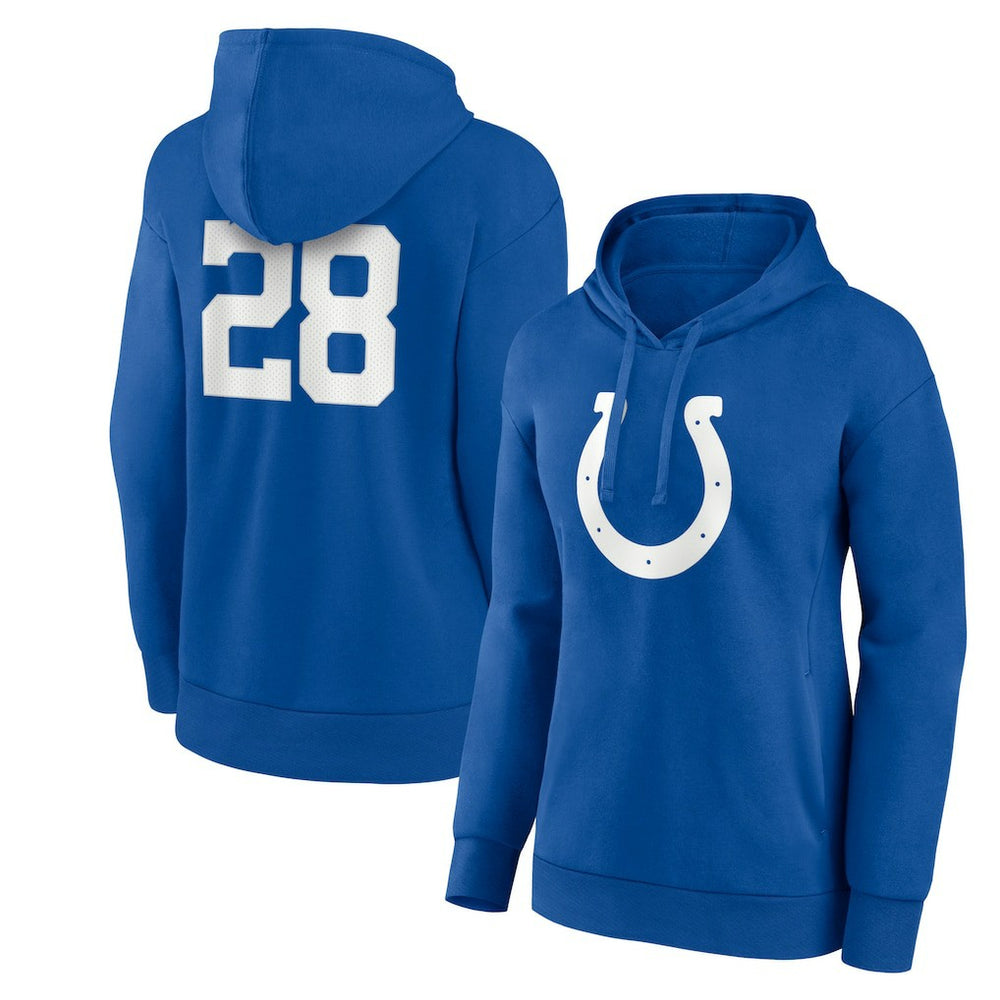 Fanatics Jonathan Taylor Indianapolis Colts Women's Player Icon Name & Number V-Neck Pullover Hoodie Royal