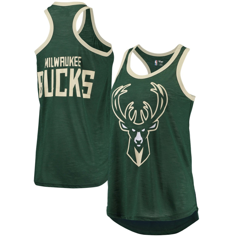 Milwaukee Bucks G-III Sports by Carl Banks Women's Showdown Scoop-Neck Racerback Tank Top Hunter Green