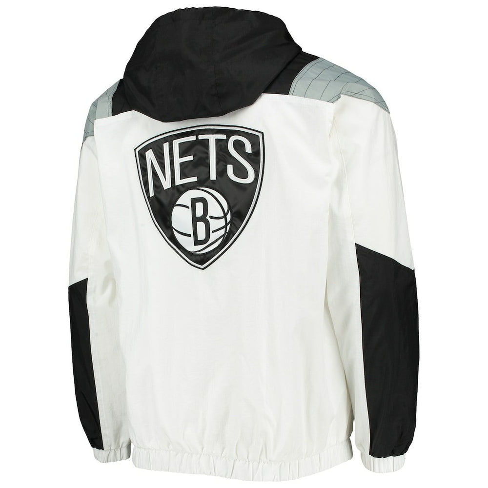 Brooklyn Nets Starter Striker Crinkle Half-Zip Hoodie Jacket White